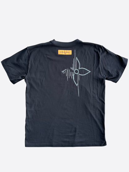 Louis Vuitton Black & White Frequency Logo Embroidered T-Shirt