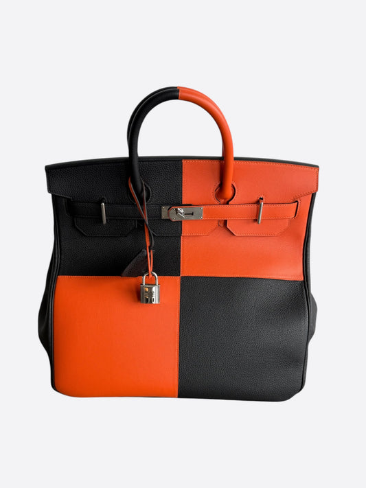 Hermes Black & Orange Togo & Palladium Hardware HAC Birkin 40