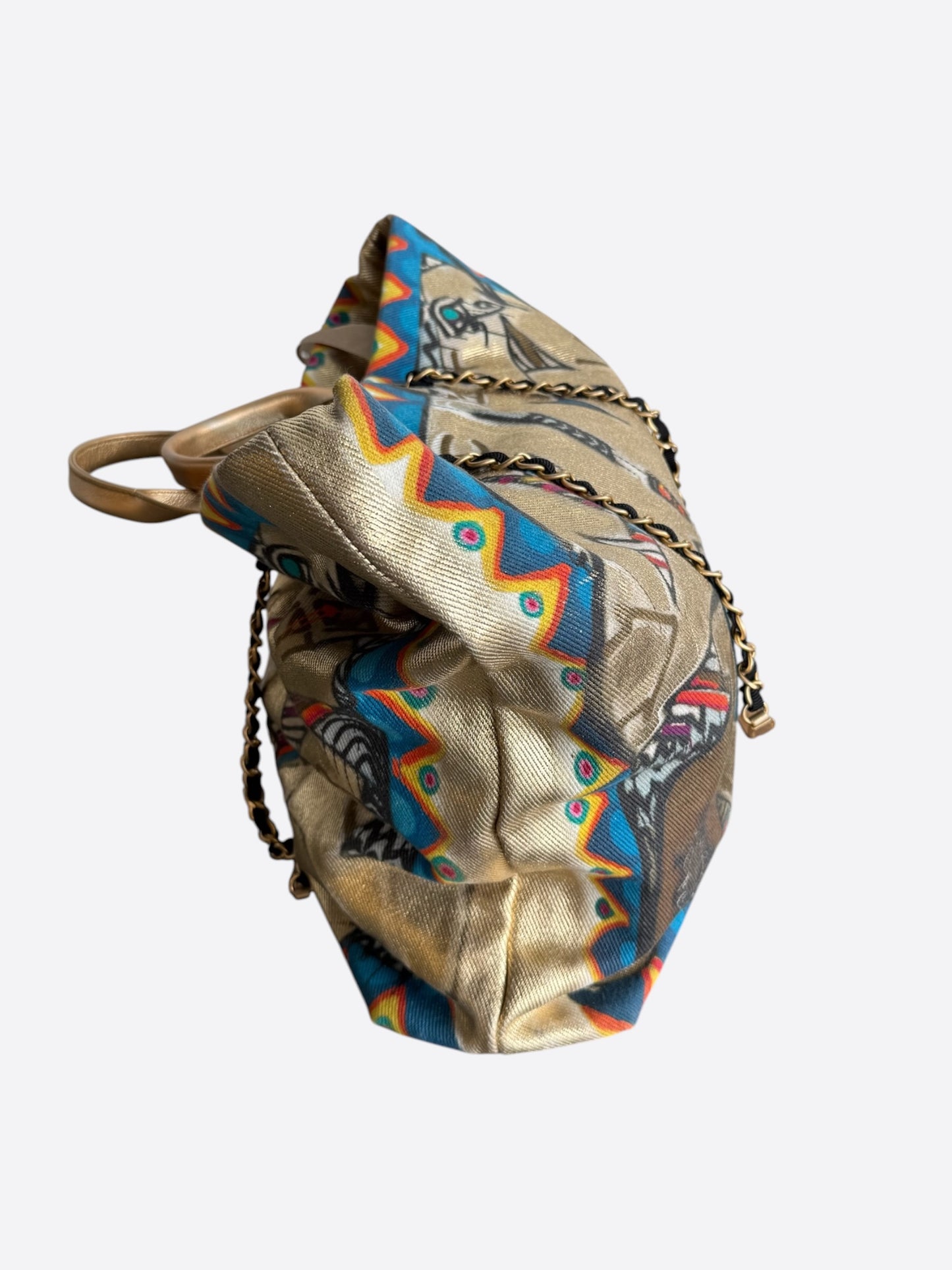 Chanel Gold & Multicolor Graffiti Print Tote Bag