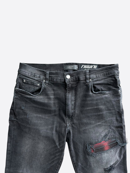 Amiri Faded Black & Red Plaid Patch MX1 Jeans