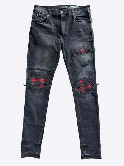 Amiri Faded Black & Red Plaid Patch MX1 Jeans