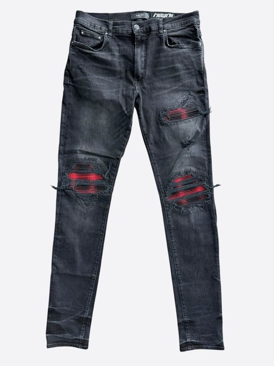 Amiri Faded Black & Red Plaid Patch MX1 Jeans