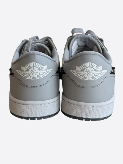 Dior Air Jordan Grey & White Oblique Low Top Sneakers