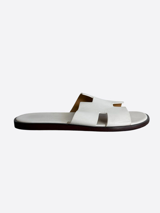 Hermes White & Brown Izmir Sandals