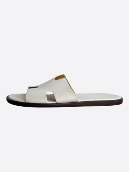 Hermes White & Brown Izmir Sandals