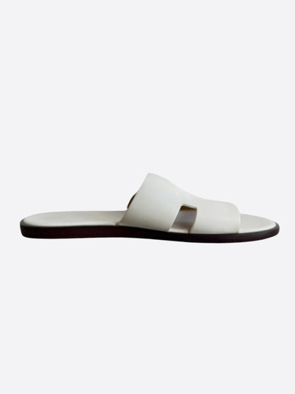 Hermes White & Brown Izmir Sandals