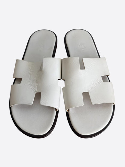 Hermes White & Brown Izmir Sandals