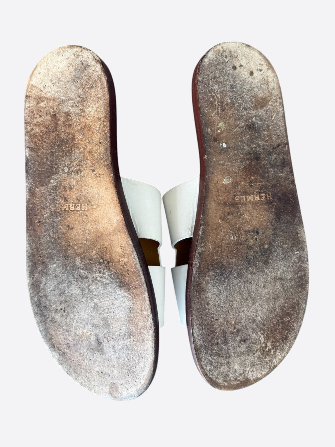 Hermes White & Brown Izmir Sandals