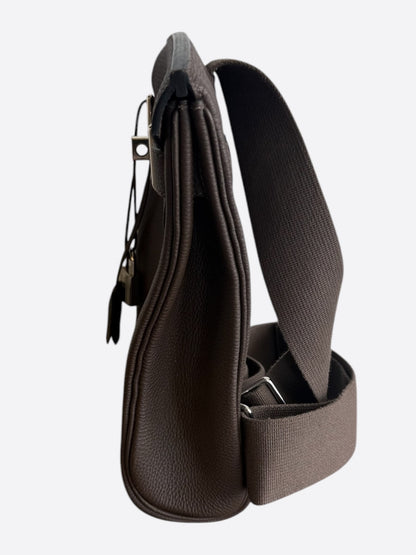 Hermes Brown Togo & Palladium Hardware HAC A Dos Crossbody Backpack