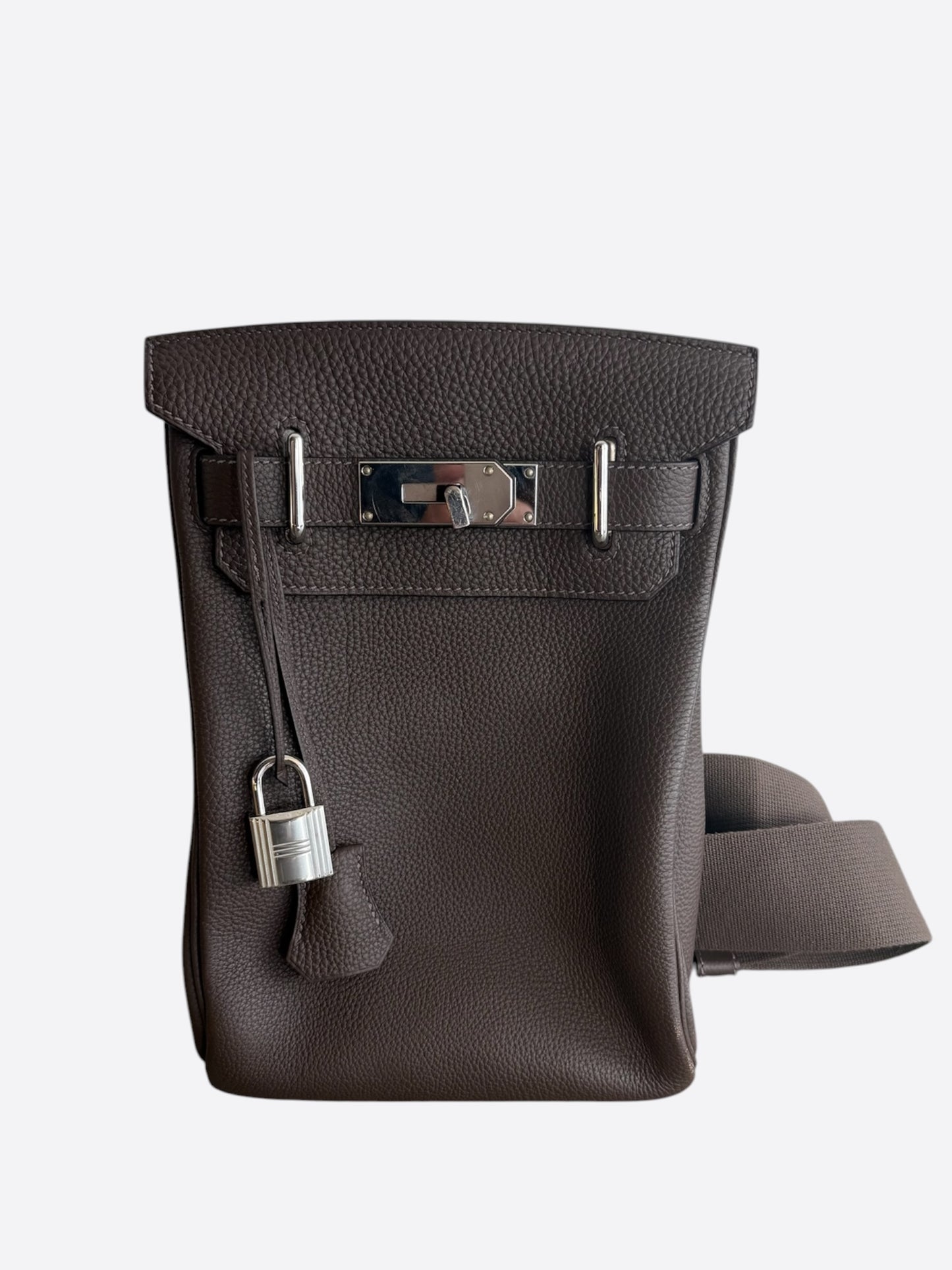 Hermes Brown Togo & Palladium Hardware HAC A Dos Crossbody Backpack