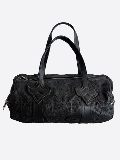 Chrome Hearts Black Leather Cross Patch Duffel Bag