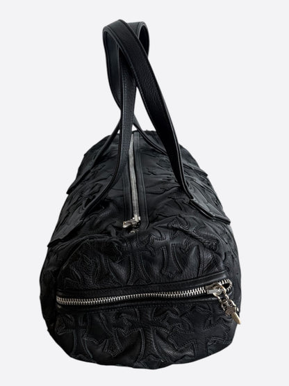 Chrome Hearts Black Leather Cross Patch Duffel Bag