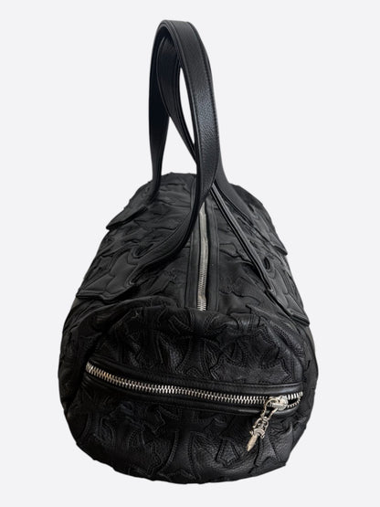 Chrome Hearts Black Leather Cross Patch Duffel Bag