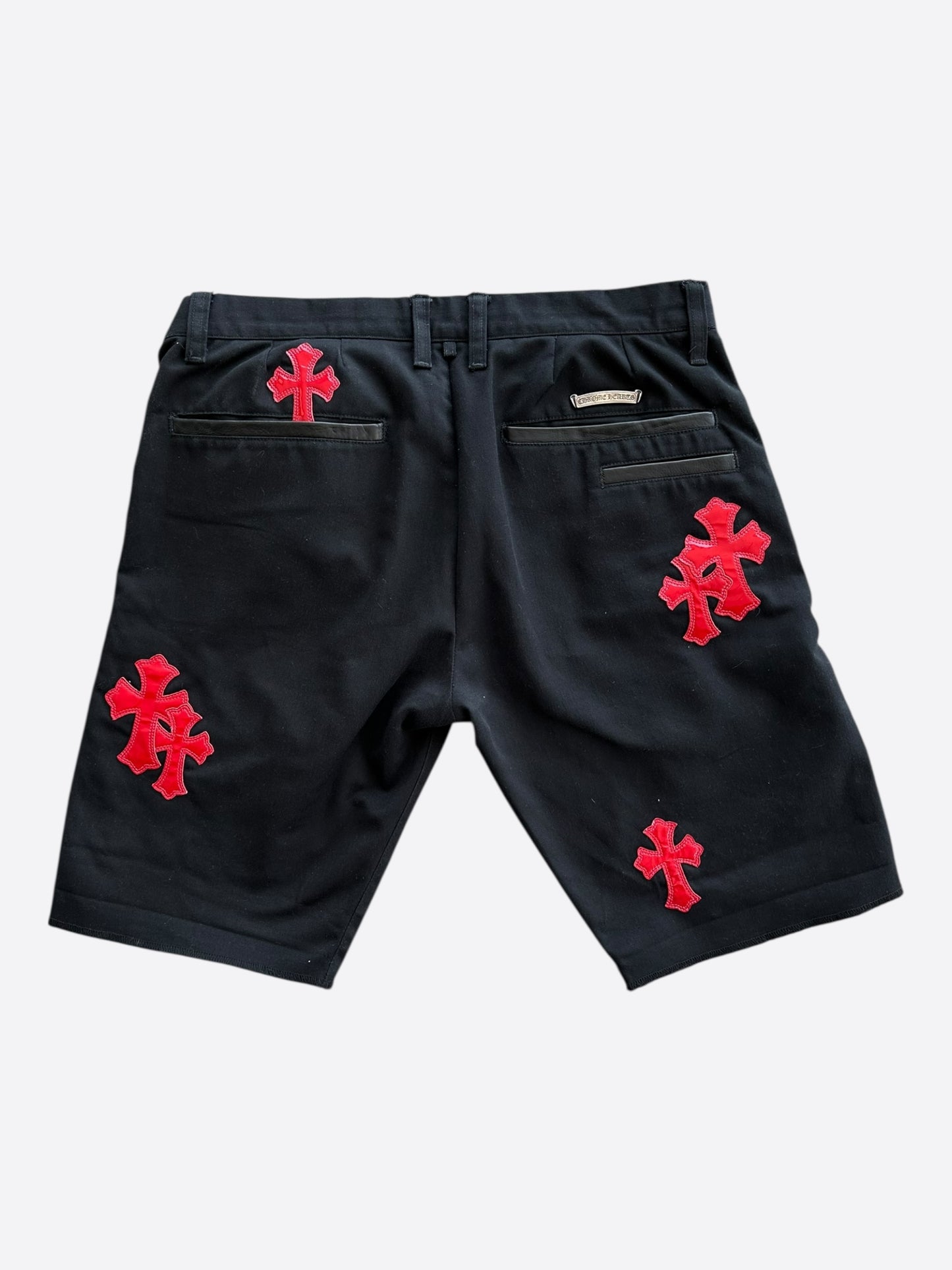 Chrome Hearts Black & Red Cross Patch Shorts