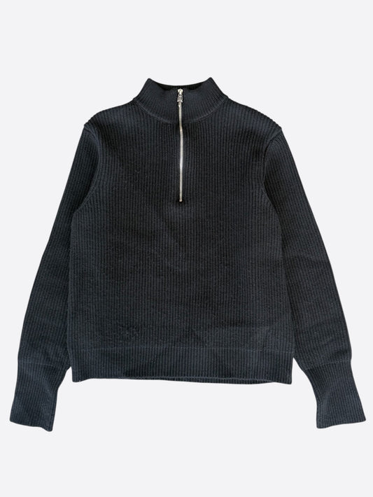Chrome Hearts Black Triple Cross Patch Cashmere Quarter Zip Sweater