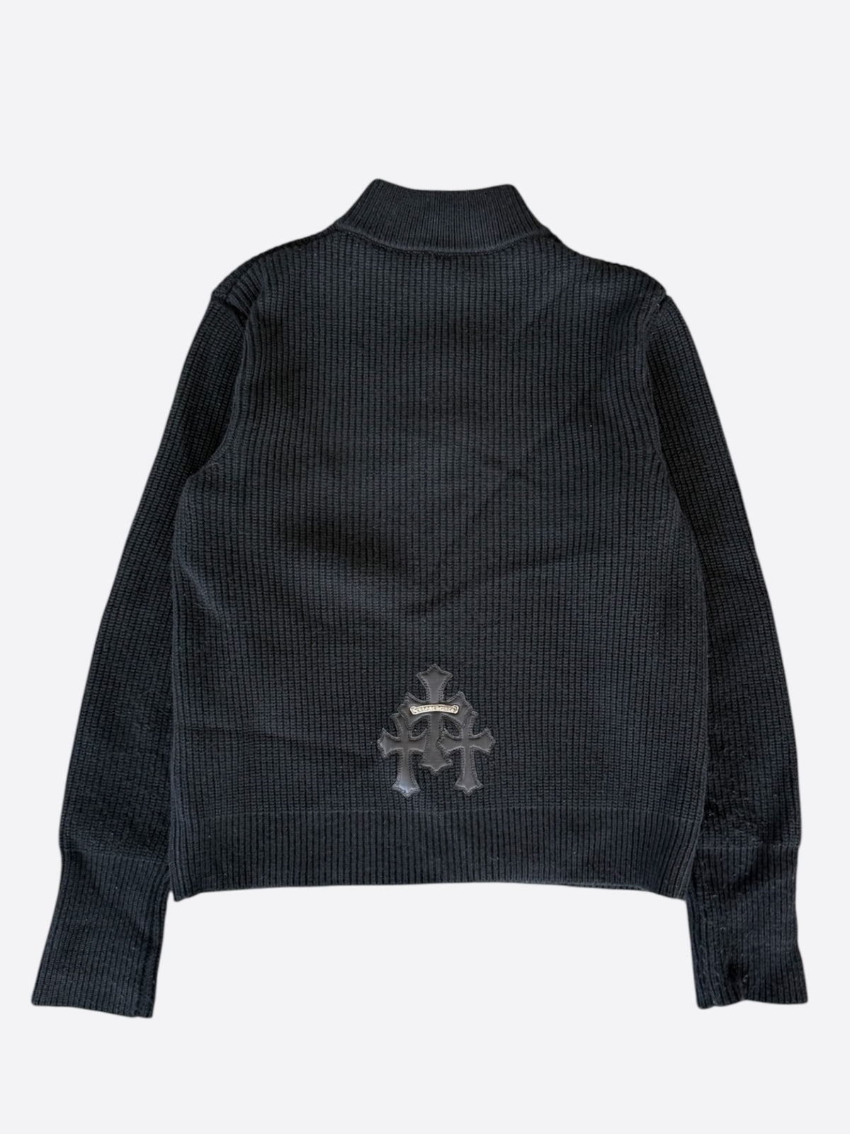 Chrome Hearts Black Triple Cross Patch Cashmere Quarter Zip Sweater