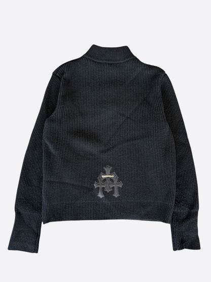 Chrome Hearts Black Triple Cross Patch Cashmere Quarter Zip Sweater