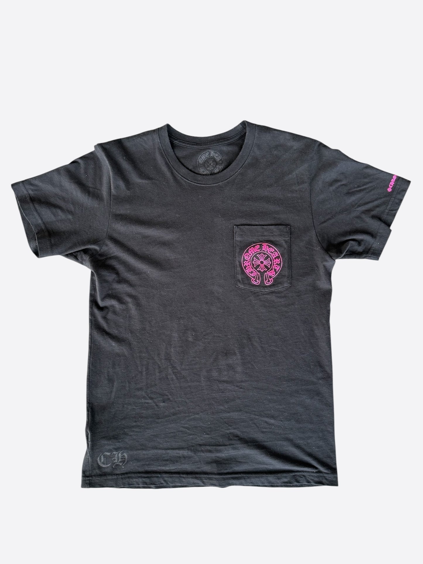 Chrome Hearts Black & Pink Horseshoe Logo T-Shirt