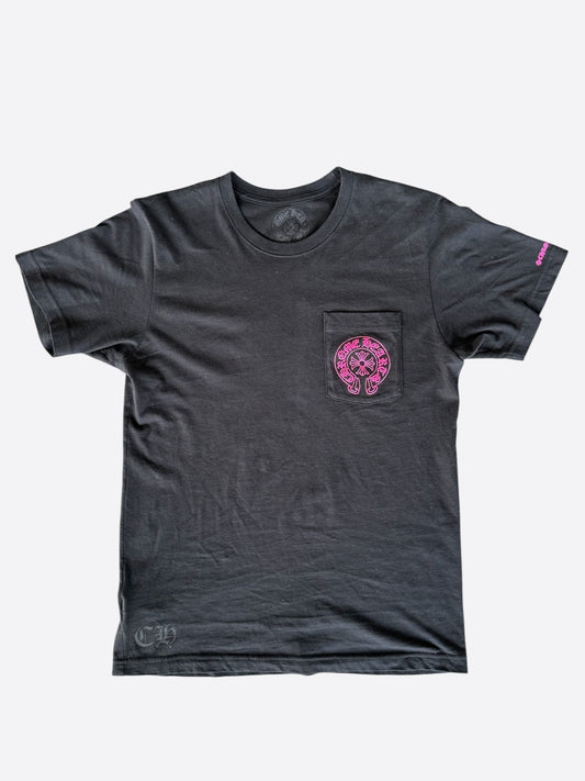 Chrome Hearts Black & Pink Horseshoe Logo T-Shirt