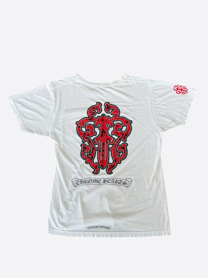 Chrome Hearts White & Red Dagger Logo T-Shirt