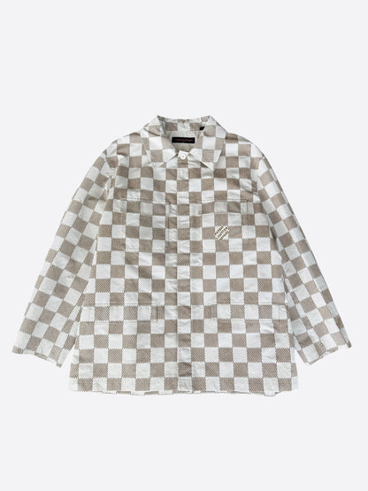 Louis Vuitton White & Beige Damier Jacket