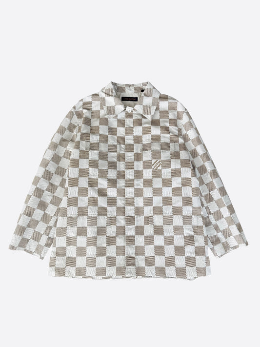 Louis Vuitton White & Beige Damier Jacket