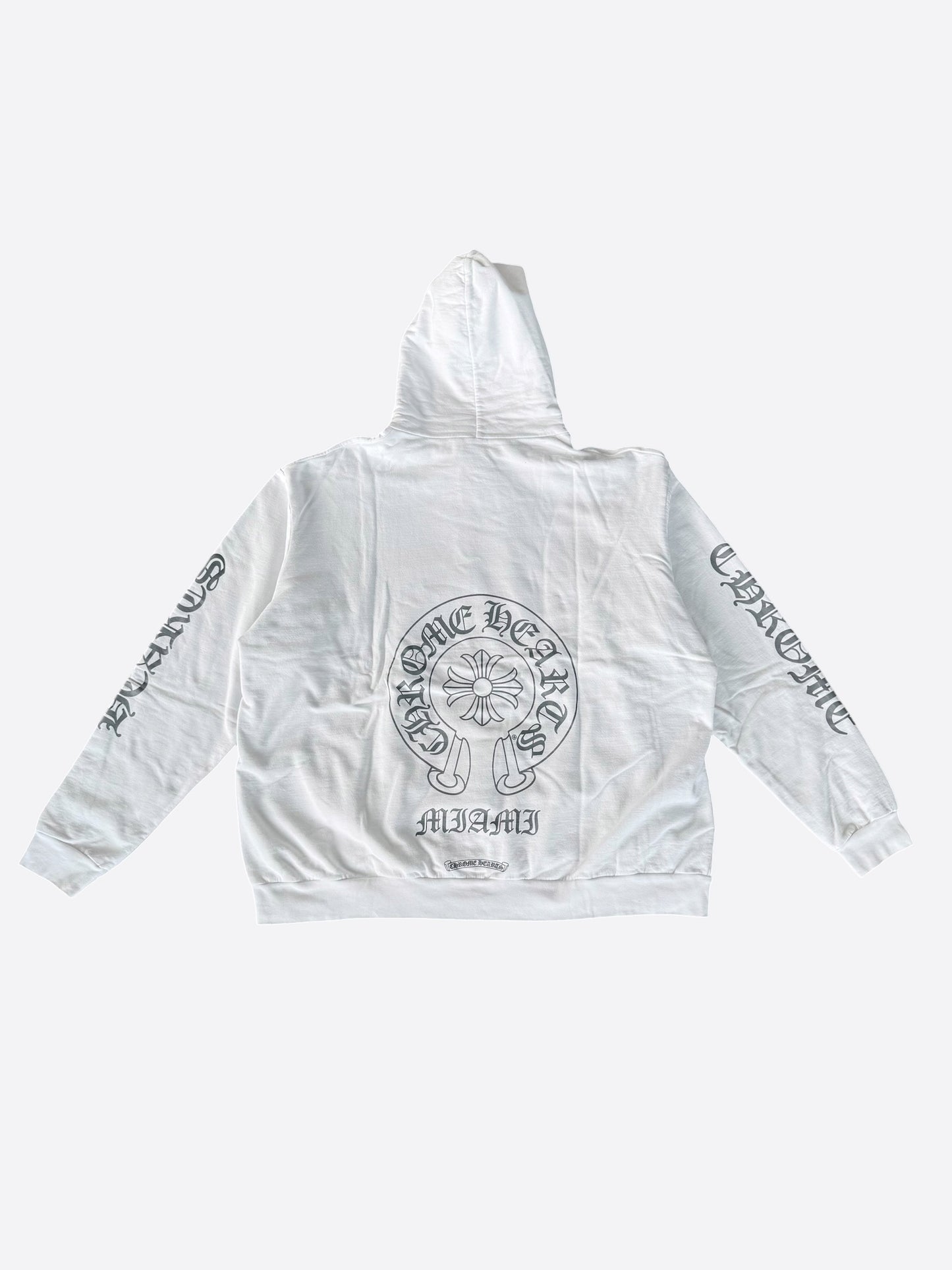 Chrome Hearts White & Grey Miami Horseshoe Logo Hoodie
