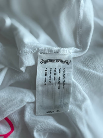 Chrome Hearts White & Pink Horseshoe Logo T-Shirt