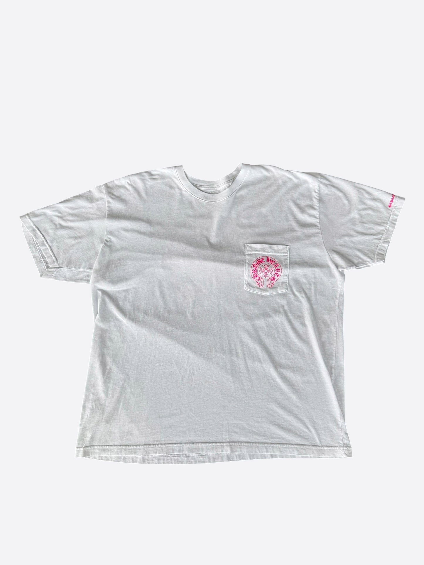 Chrome Hearts White & Pink Horseshoe Logo T-Shirt