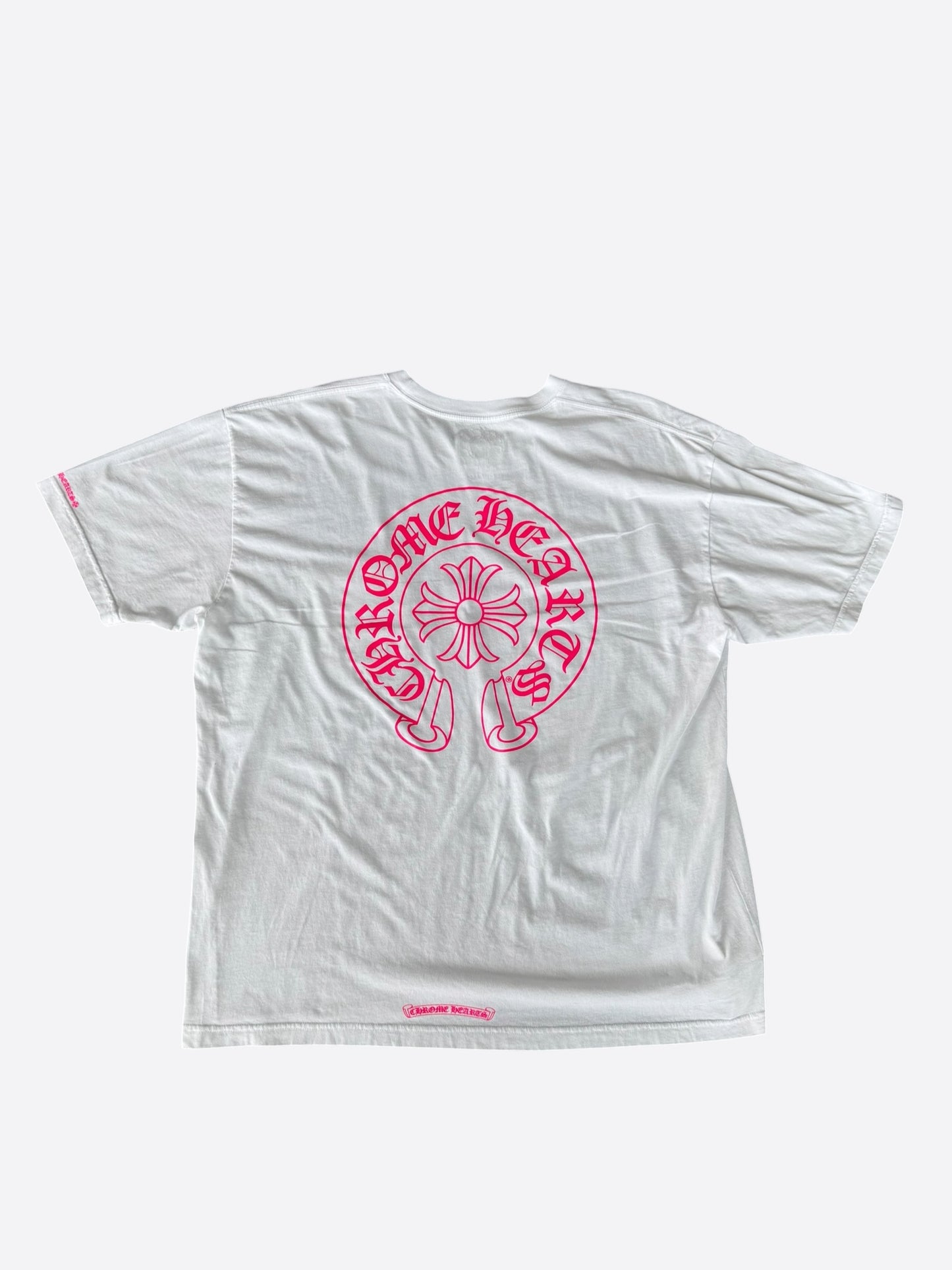 Chrome Hearts White & Pink Horseshoe Logo T-Shirt