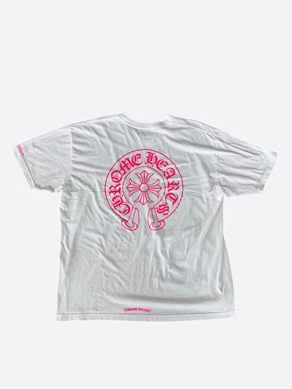 Chrome Hearts White & Pink Horseshoe Logo T-Shirt