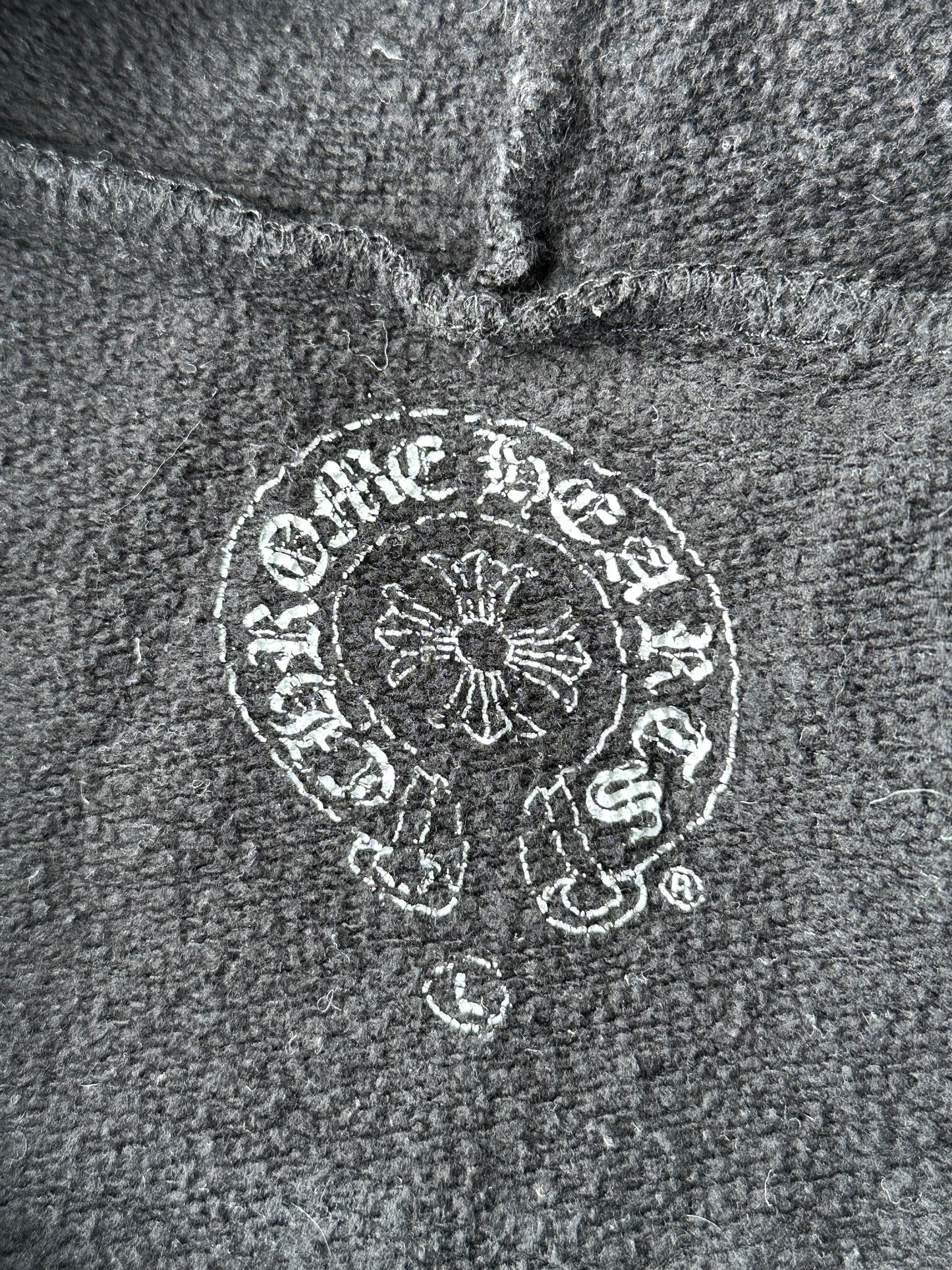 Chrome Hearts Black, White & Red Scroll Logo Zip Up Hoodie