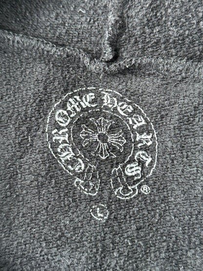 Chrome Hearts Black, White & Red Scroll Logo Zip Up Hoodie