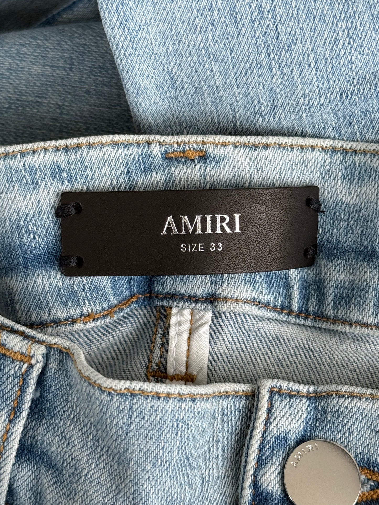 Amiri Aged Indigo & Brown Croc Patch MX1 Jeans