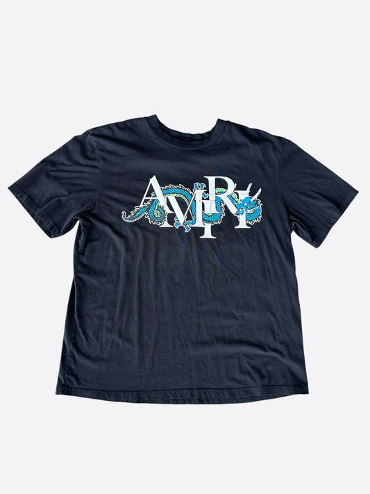 Amiri Black & White Dragon Logo T-Shirt