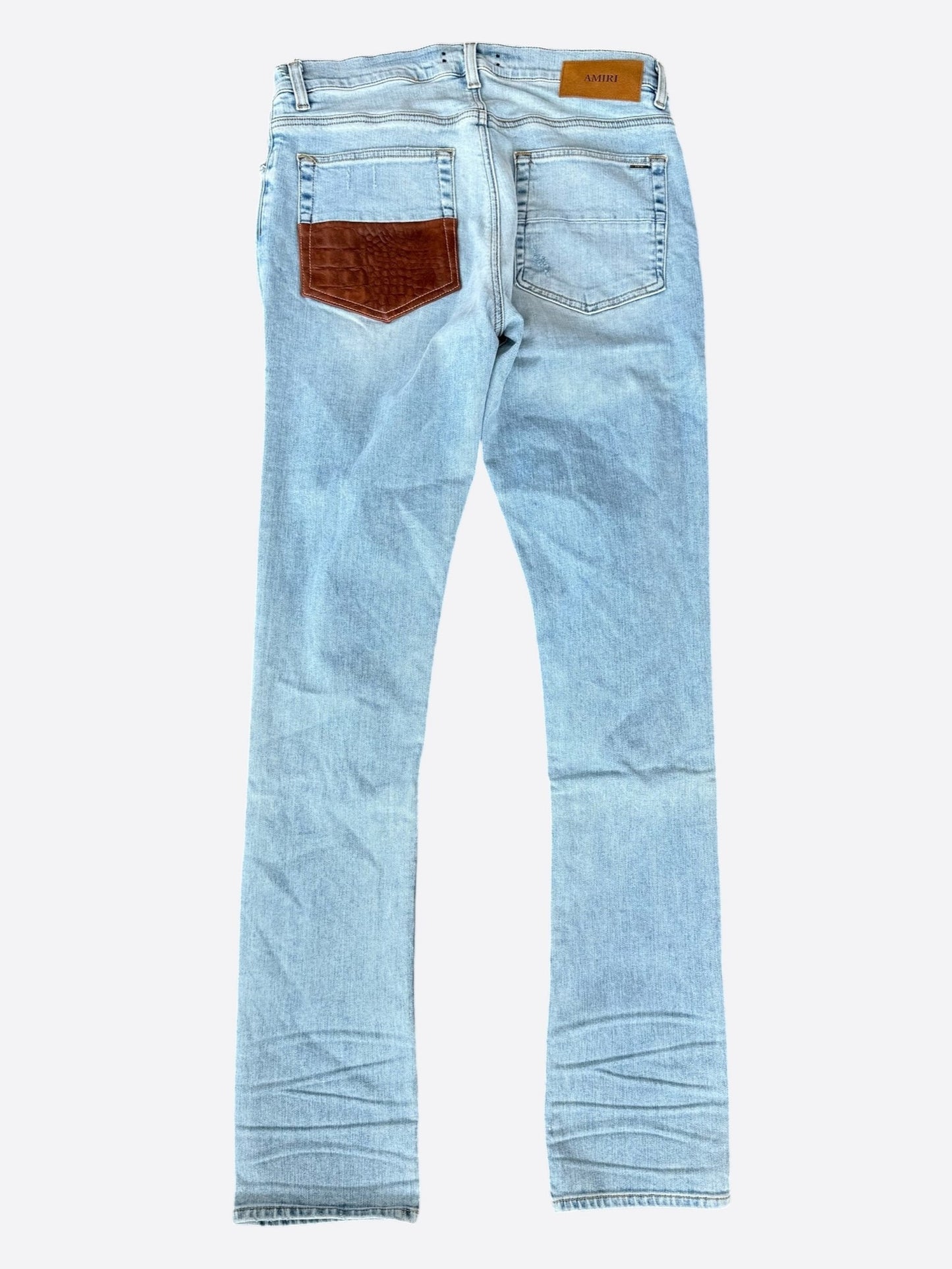 Amiri Aged Indigo & Brown Croc Patch MX1 Jeans