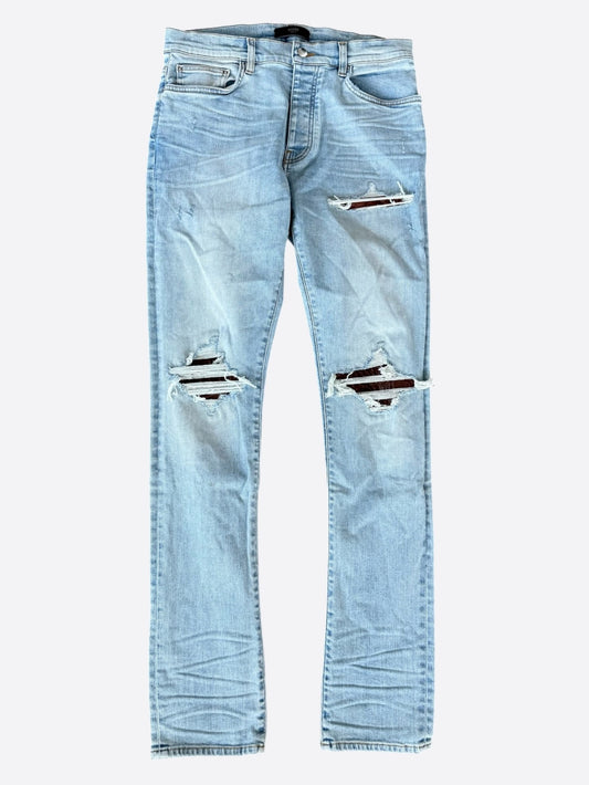 Amiri Aged Indigo & Brown Croc Patch MX1 Jeans