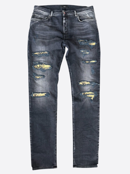 Amiri Aged Black & Python Patch Thrasher Jeans