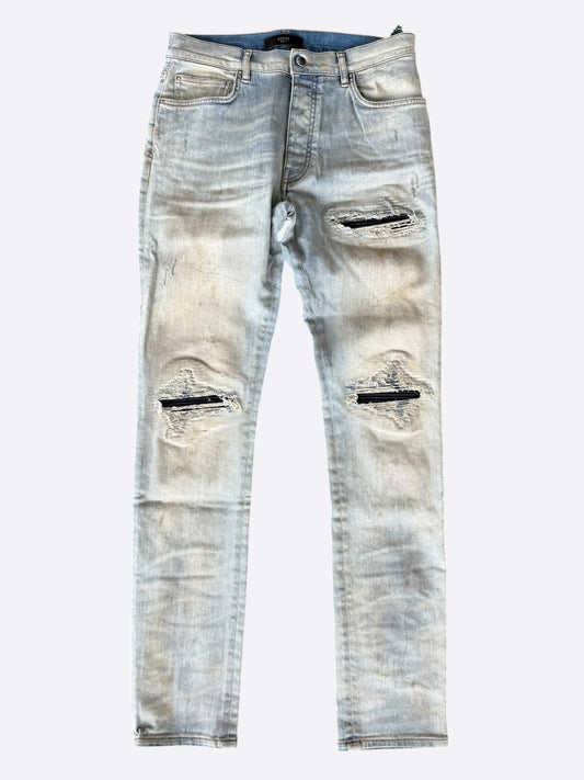 Amiri Antique Indigo & Black Suede Patch MX1 Jeans