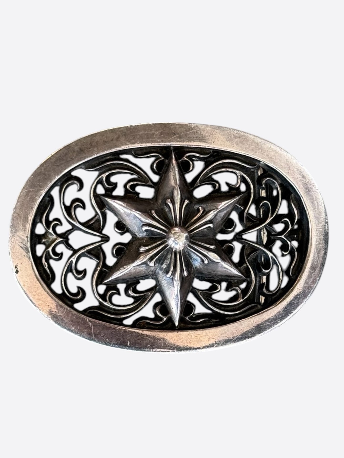 Chrome Hearts Silver Oval Star Buckle