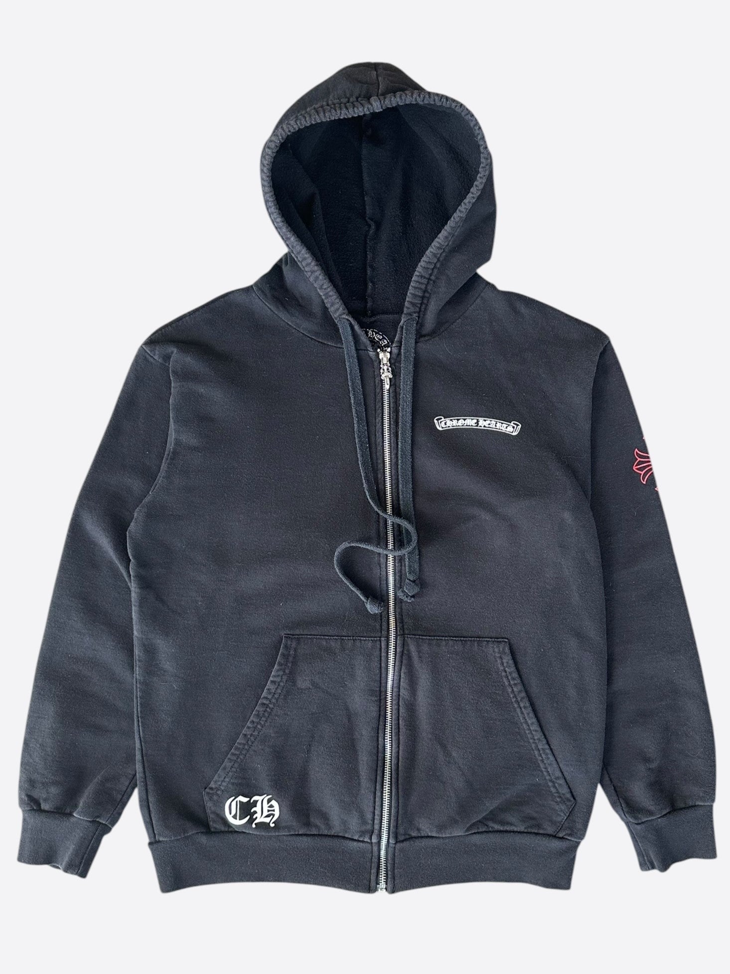 Chrome Hearts Black Triple Cross Patch Paper Jam Zip Up Hoodie