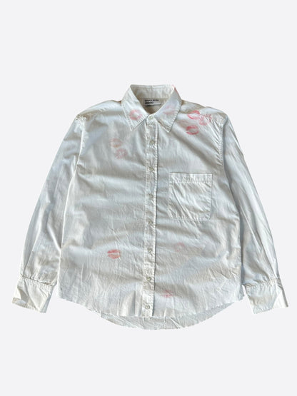 Enfants Riches Deprimes White & Red Kiss Distressed Button Up Shirt