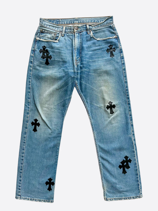 Chrome Hearts Levis Blue & Black Cross Patch Jeans