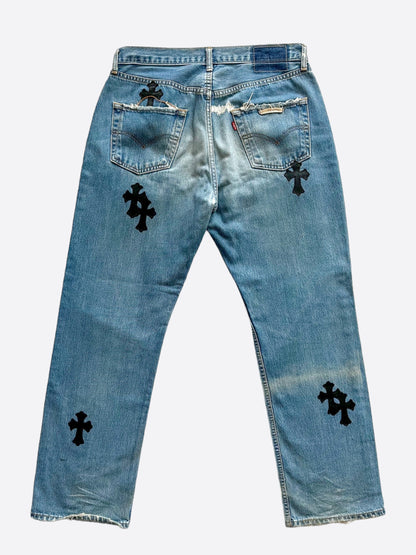 Chrome Hearts Levis Blue & Black Cross Patch Jeans