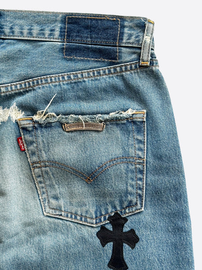 Chrome Hearts Levis Blue & Black Cross Patch Jeans