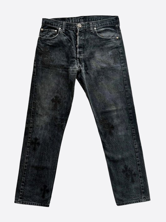 Chrome Hearts Levis Grey & Black Cross Patch Jeans