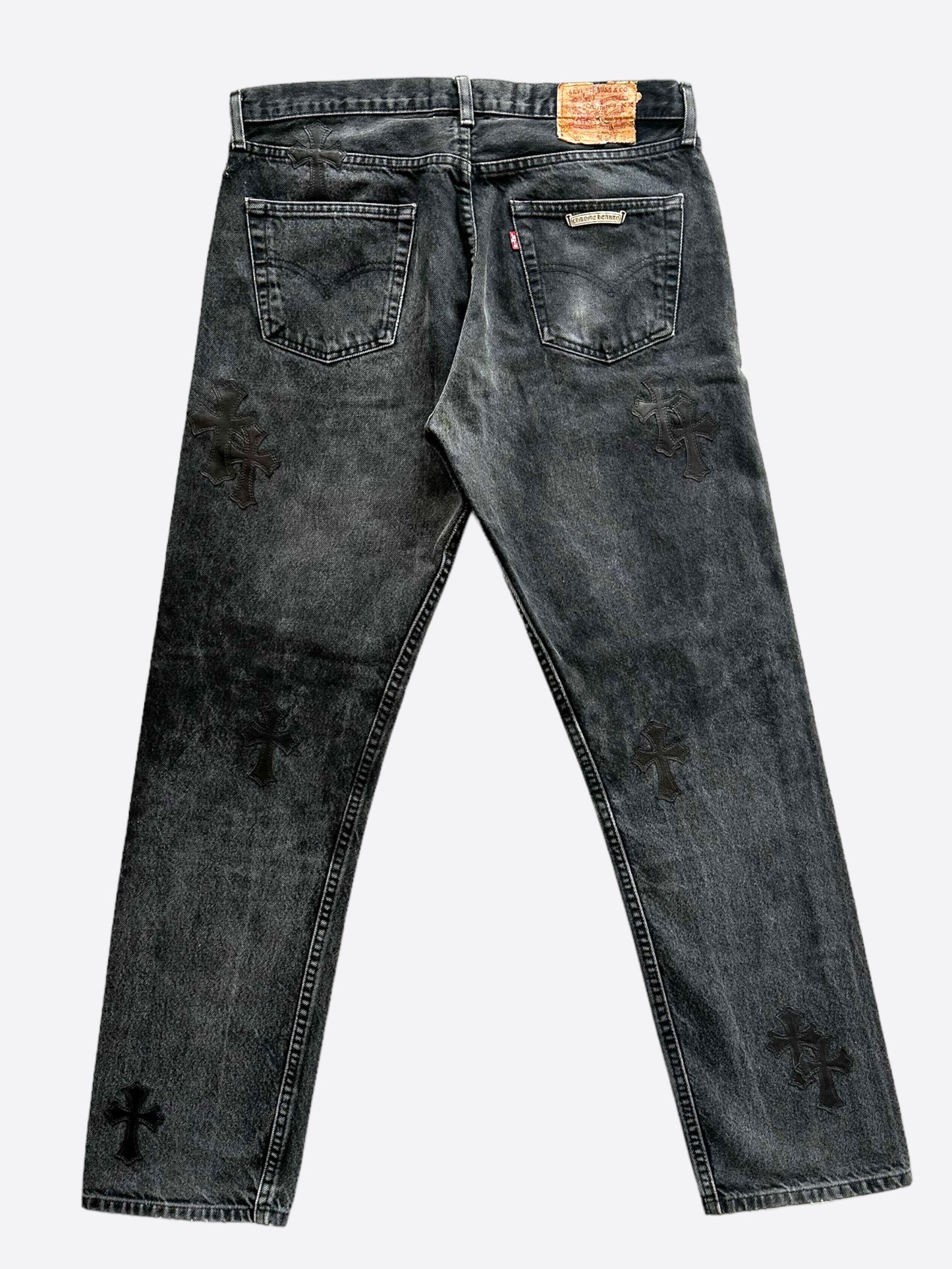 Chrome Hearts Levis Grey & Black Cross Patch Jeans