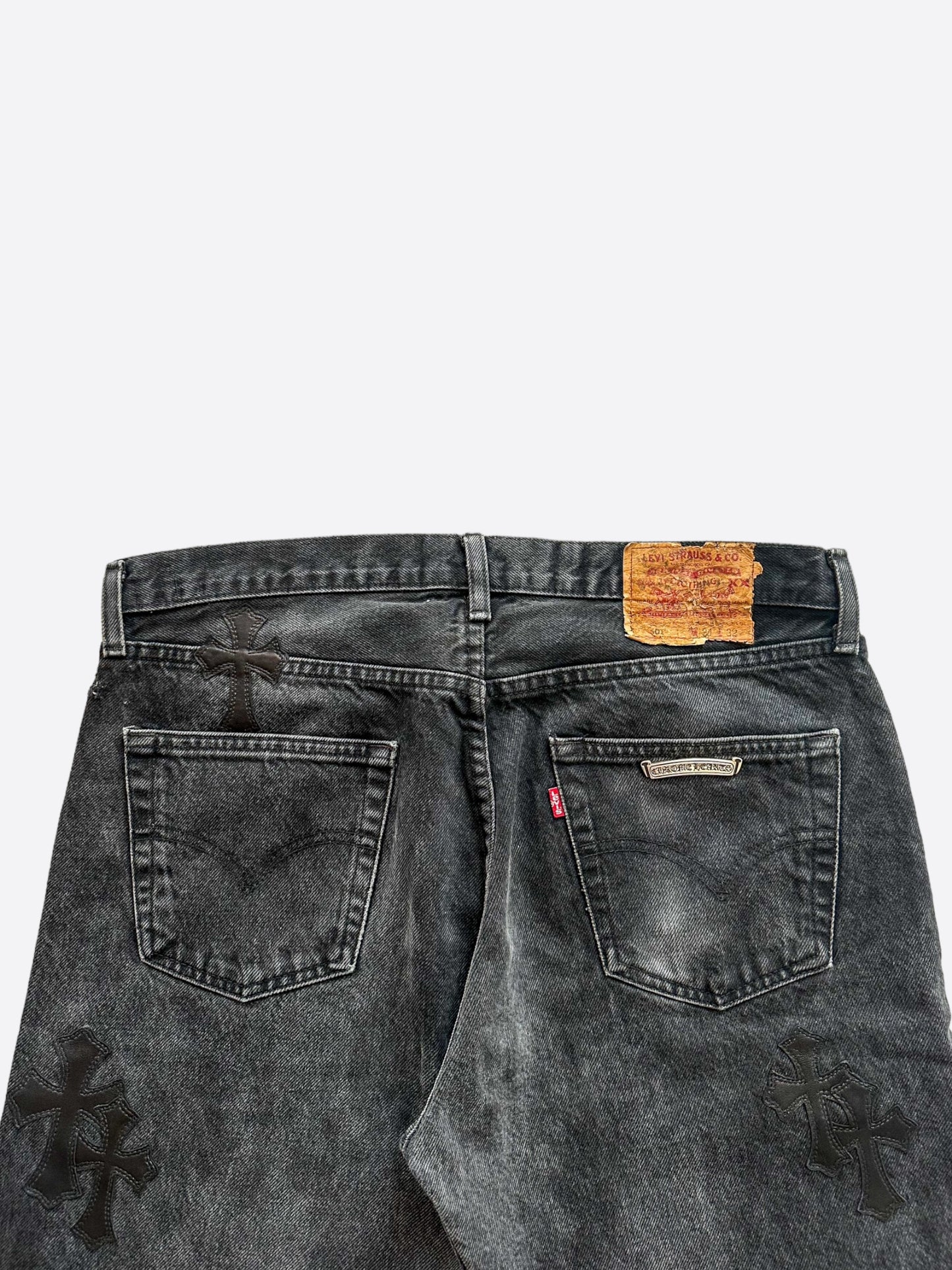 Chrome Hearts Levis Grey & Black Cross Patch Jeans