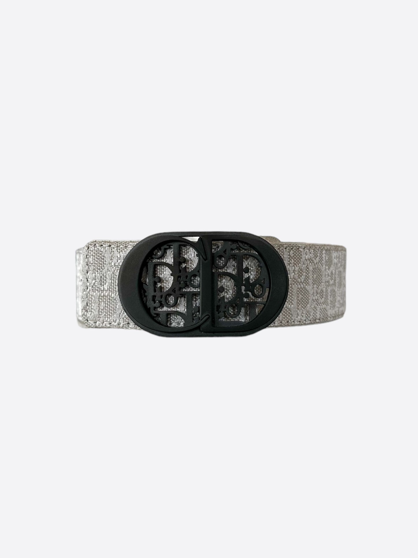 Dior White Oblique Black CD Buckle Belt