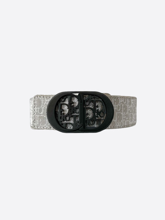 Dior White Oblique Black CD Buckle Belt